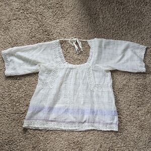White Lace Trim Blouse
